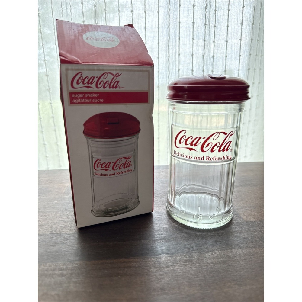 Coca Cola Coke Brand Sugar Shaker - Glass and Metal by Tablecraft - New w/ Box